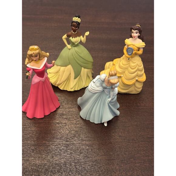 Disney Princesses 3” Cake Topper 4 Toys Sleeping Beauty Belle Cinderella Tiana - Picture 1 of 16